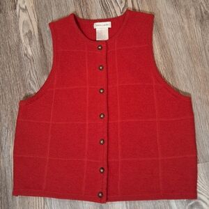 Pierre Cardin Red Button-Up Vest 100% Whool